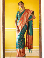 Janasya Green Silk Blend Woven Ethnic Motifs Woven Design Saree | Grocsy