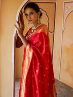 Janasya Red Paithani Silk Ethnic Motifs Paithani Silk Saree | Grocsy