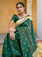 Janasya Green Paithani Silk Ethnic Motifs Paithani Silk Saree | Grocsy
