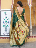 Janasya Green Paithani Silk Ethnic Motifs Paithani Silk Saree | Grocsy