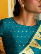 Janasya Teal Paithani Silk Ethnic Motifs Paithani Silk Saree | Grocsy