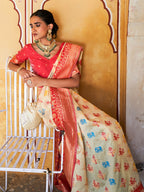Janasya Beige Cotton Silk Woven Design Patola Saree | Grocsy