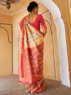 Janasya Beige Cotton Silk Woven Design Patola Saree | Grocsy