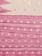 Janasya Beige & Mauve Cotton Linen Geometric Woven Saree | Grocsy