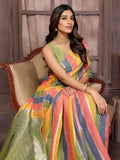 Janasya Multicolor Cotton Striped Woven Saree | Grocsy