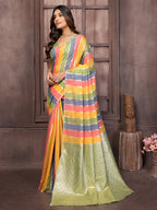 Janasya Multicolor Cotton Striped Woven Saree | Grocsy