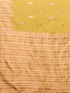 Janasya Yellow Cotton Linen Paisley Woven Saree | Grocsy