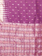 Janasya Purple Cotton Linen Geometric Woven Saree | Grocsy