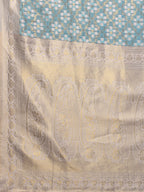 Janasya Light Blue Cotton Ethnic Motifs Woven Saree | Grocsy
