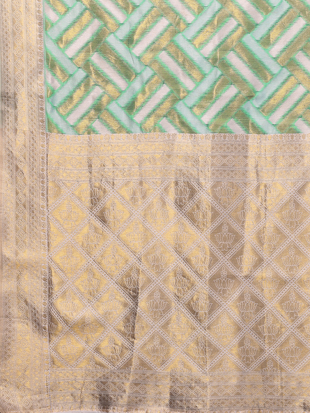 Janasya Light Green Cotton Geometric Woven Saree | Grocsy