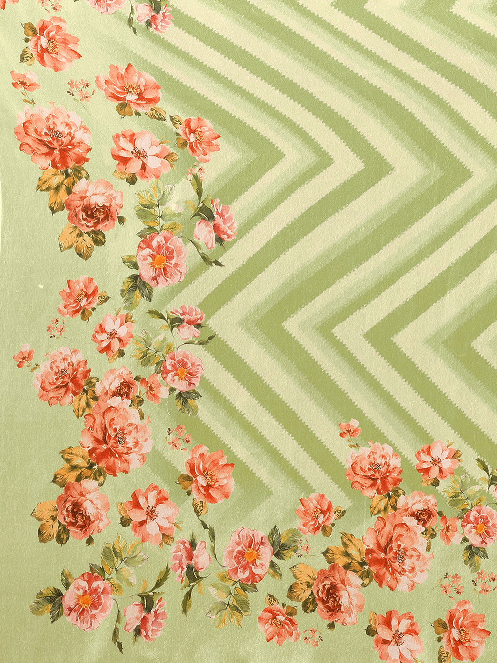 Janasya Light Green Georgette Floral Printed Saree | Grocsy