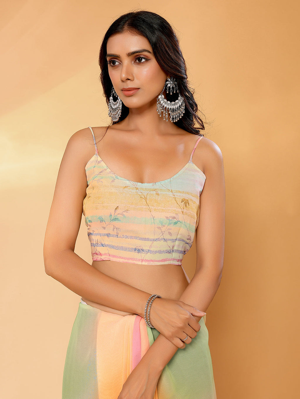 Janasya Multicolor Georgette Ombre Printed Saree | Grocsy