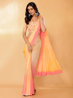 Janasya Multicolor Georgette Ombre Printed Saree | Grocsy