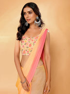 Janasya Multicolor Georgette Ombre Printed Saree | Grocsy