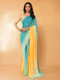 Janasya Multicolor Georgette Ombre Printed Saree | Grocsy