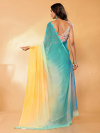 Janasya Multicolor Georgette Ombre Printed Saree | Grocsy