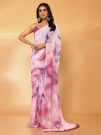 Janasya Multicolor Georgette Ombre Printed Saree | Grocsy