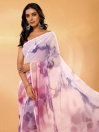 Janasya Multicolor Georgette Ombre Printed Saree | Grocsy