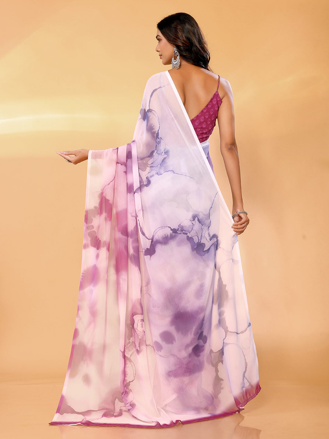 Janasya Multicolor Georgette Ombre Printed Saree | Grocsy