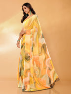 Janasya Multicolor Georgette Abstract Printed Saree | Grocsy