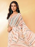 Janasya Beige Georgette Leheriya Printed Saree | Grocsy