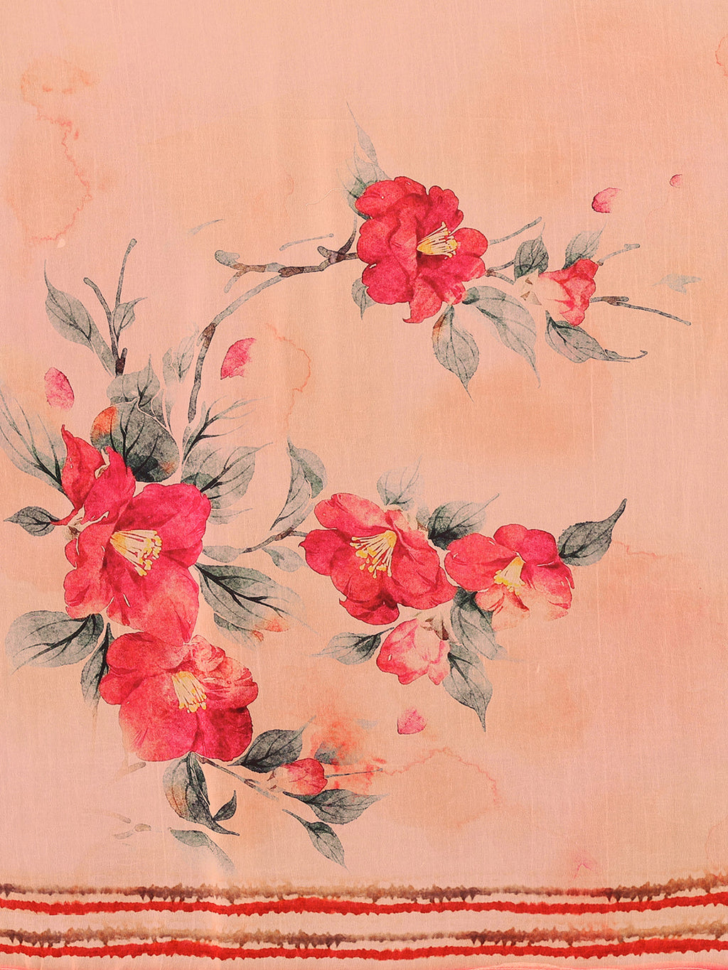 Janasya Peach Georgette Floral Printed Saree | Grocsy