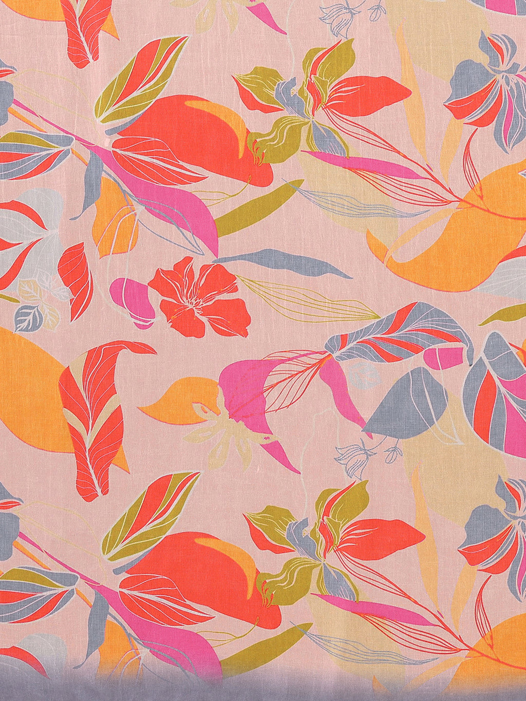 Janasya Peach Georgette Tropical Printed Saree | Grocsy