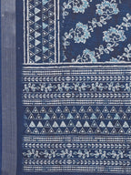 Janasya Navy Blue Cotton Linen Floral Printed Saree | Grocsy