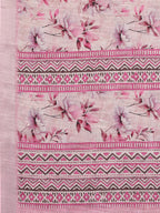 Janasya Pink Cotton Linen Floral Printed Saree | Grocsy