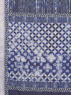 Janasya Navy Blue Cotton Linen Block Print Printed Saree | Grocsy
