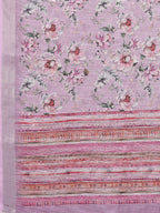 Janasya Lavender Cotton Linen Floral Printed Saree | Grocsy