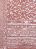 Janasya Mauve Cotton Linen Block Print Printed Saree | Grocsy