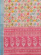 Janasya Multicolor Cotton Linen Floral Printed Saree | Grocsy