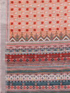 Janasya Orange Cotton Linen Block Print Printed Saree | Grocsy