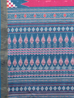 Janasya Pink & Blue Chanderi Silk Geometric Printed Saree | Grocsy