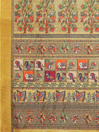 Janasya Yellow Chanderi Silk Kalamkari Printed Saree | Grocsy
