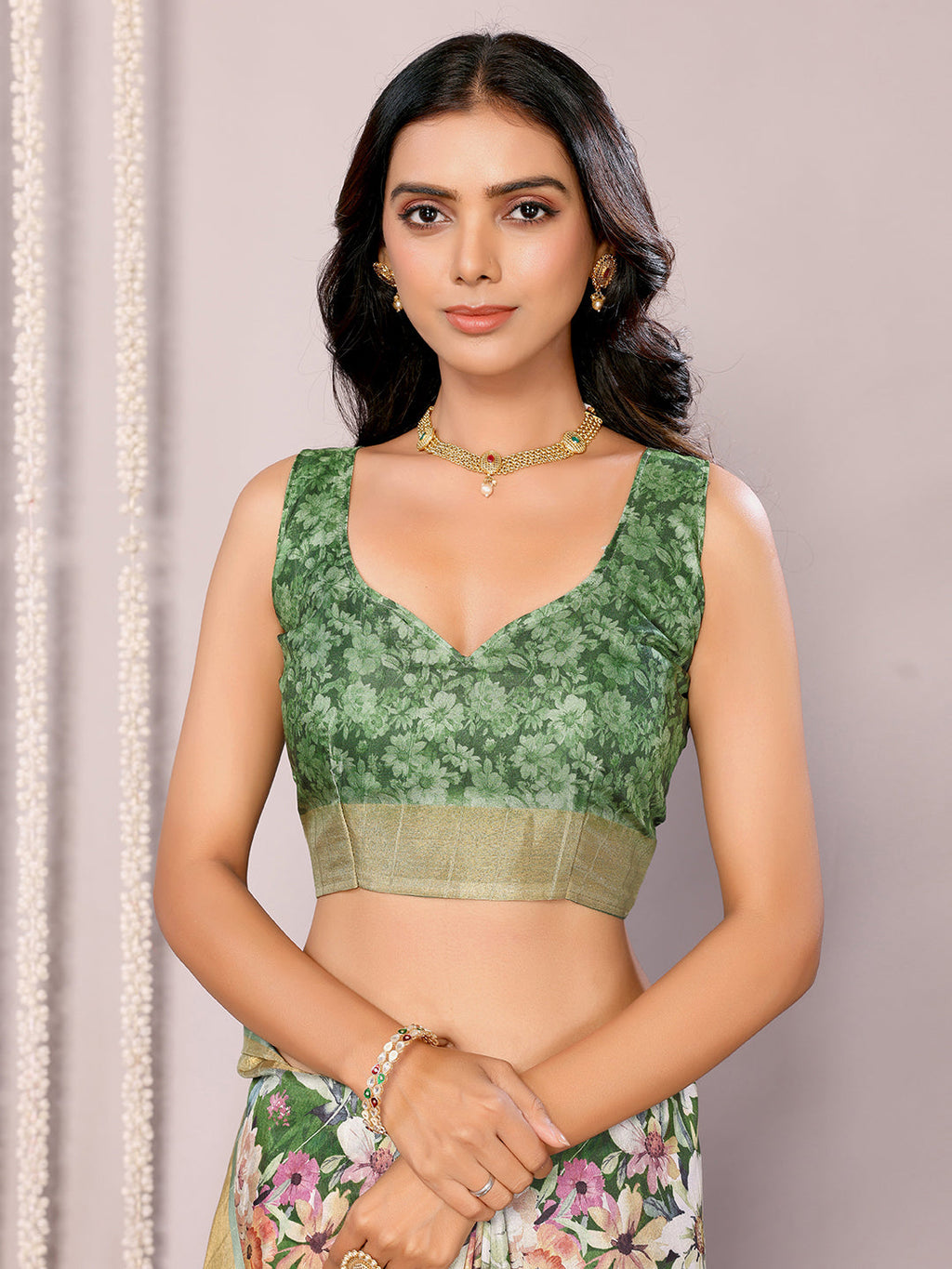 Janasya Green Chanderi Silk Floral Printed Saree | Grocsy