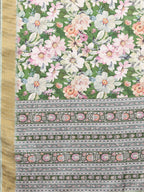 Janasya Green Chanderi Silk Floral Printed Saree | Grocsy