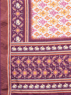 Janasya White & Purple Chanderi Silk Ikkat Printed Saree | Grocsy