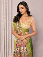 Janasya Green Chanderi Silk Kalamkari Printed Saree | Grocsy
