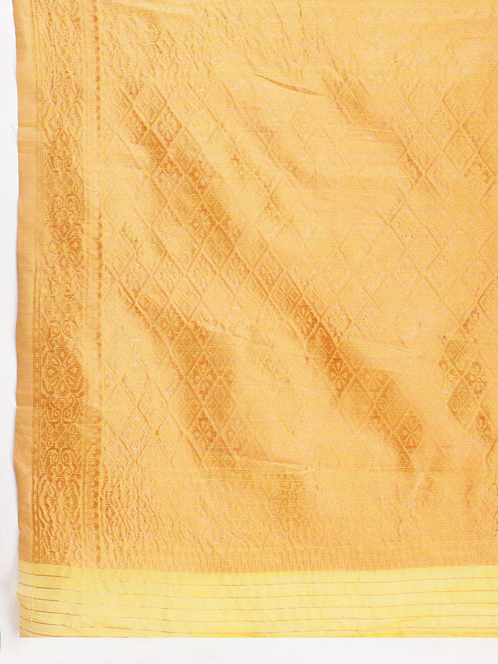 Janasya Yellow Linen Blend Geometric Jacquard Saree | Grocsy