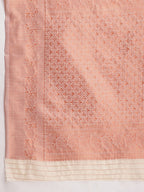 Janasya Orange Linen Blend Floral Jacquard Saree | Grocsy