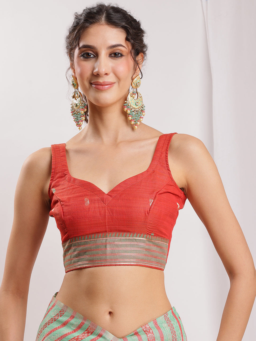 Janasya Beige Silk Blend Ikkat Jacquard Saree | Grocsy