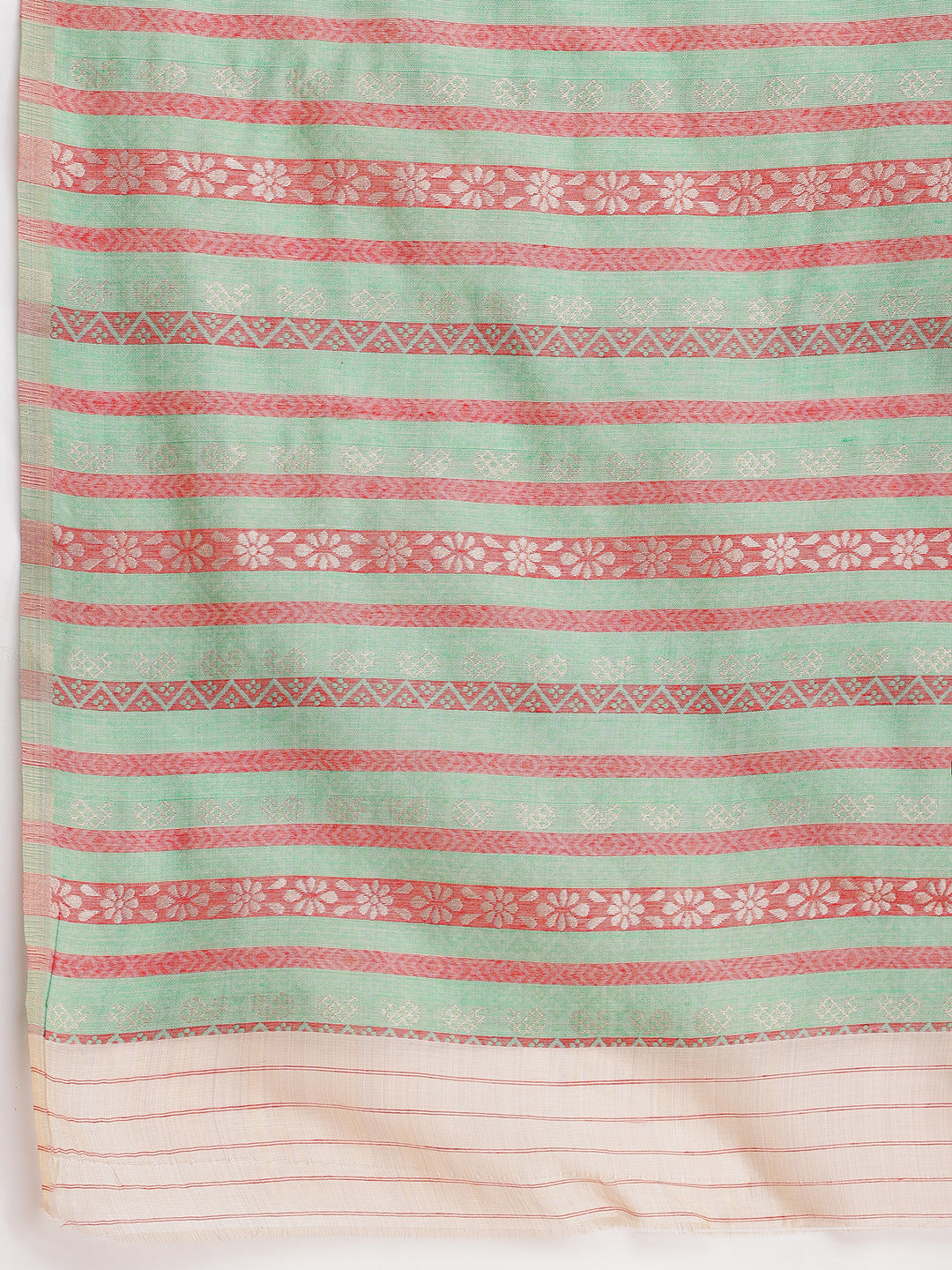Janasya Beige Silk Blend Ikkat Jacquard Saree | Grocsy