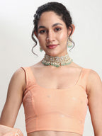 Janasya Orange Linen Blend Geometric Jacquard Saree | Grocsy