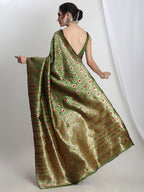 Janasya Green Silk Blend Ethnic Motifs Jacquard Saree | Grocsy
