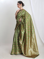 Janasya Green Silk Blend Ethnic Motifs Jacquard Saree | Grocsy