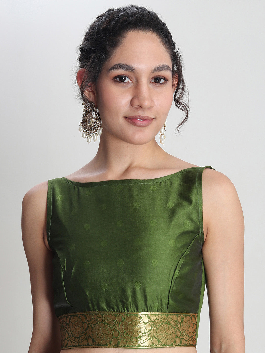 Janasya Green Silk Blend Ethnic Motifs Jacquard Saree | Grocsy