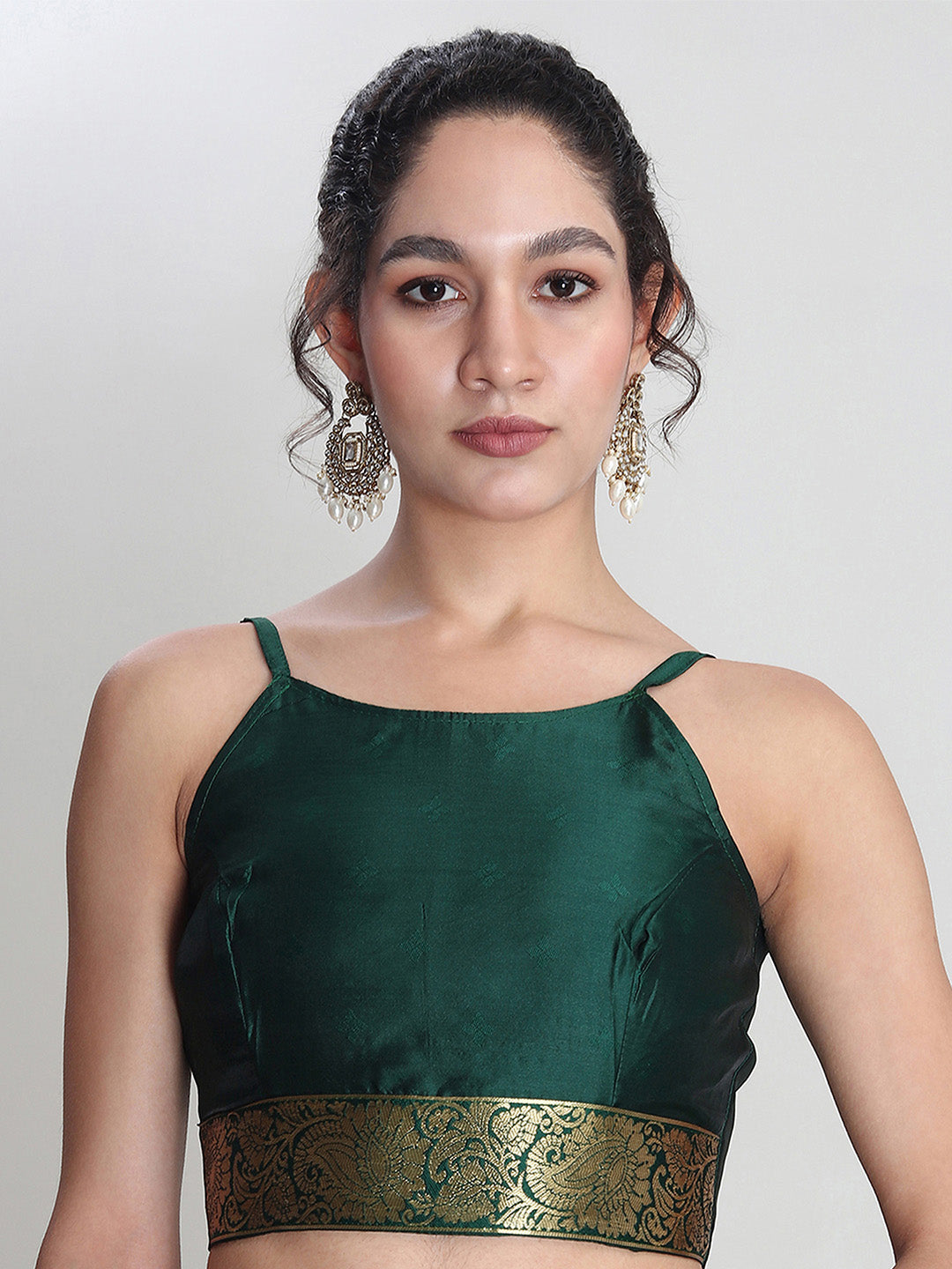 Janasya Green Silk Blend Ethnic Motifs Jacquard Saree | Grocsy