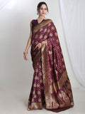 Janasya Purple Silk Blend Ethnic Motifs Jacquard Saree | Grocsy